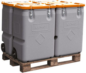 MOBIL-BOX pro skladování a přepravu nebezpečných materiálů 250 l, oranžový